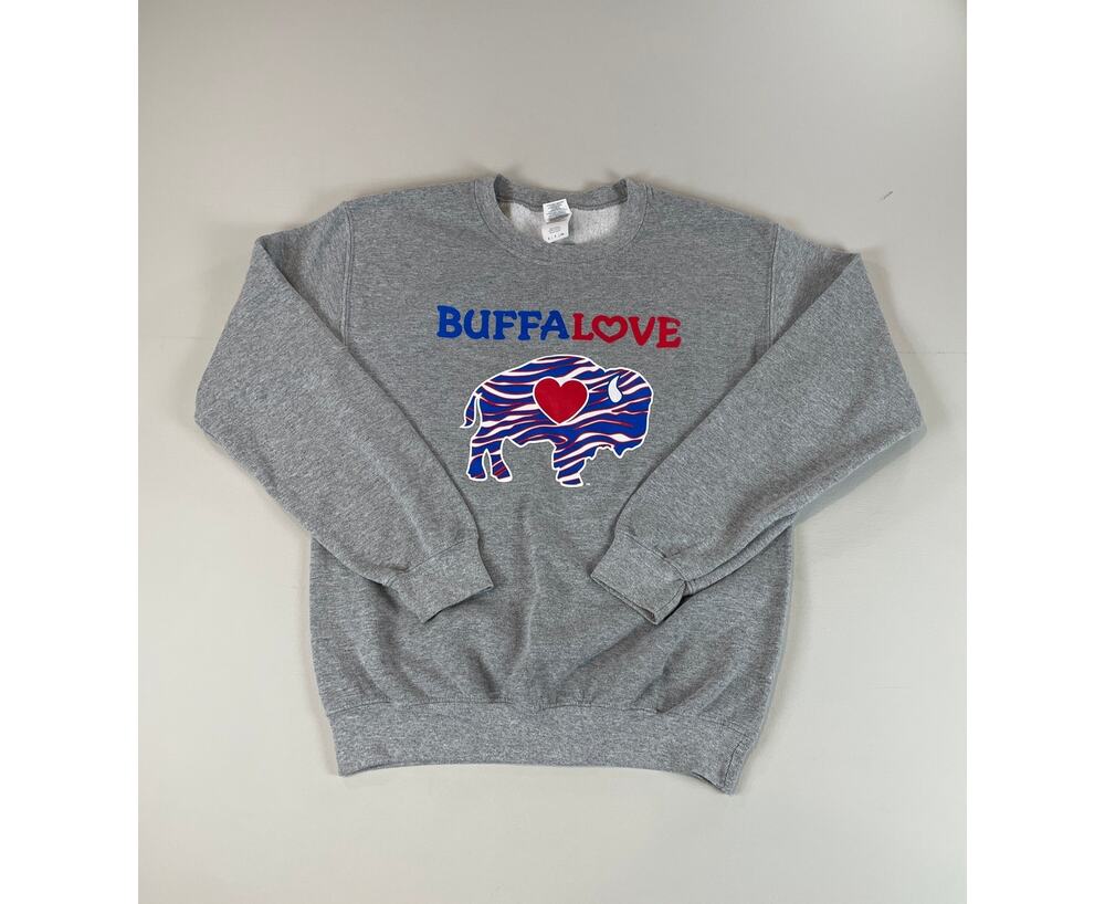Gildan Activewear Womens Gray “Buffalo Love” Sweatshirt Size S